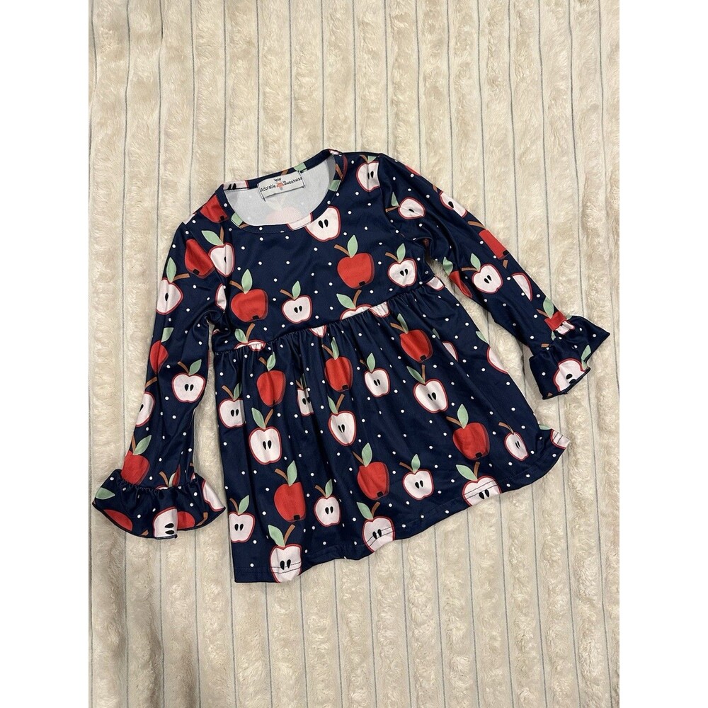 Adorable Sweetness Girls Ruffle Tunic Navy Apple Size 6, Back To School
